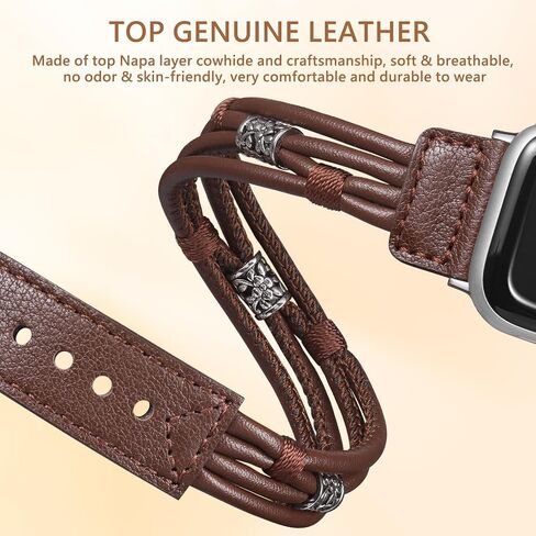 Leather Bands Compatible for Apple Watch Band 38mm 40mm 41mm 42mm 44mm 45mm 49mm Women Men, Double Tour Genuine Leather Replacement Strap for iWatch Apple Watch Series 9 8 7 6 5 4 3 SE Ultra in Saudi Arabia