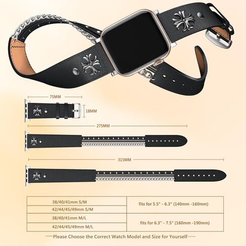 Leather Bands Compatible for Apple Watch Band 38mm 40mm 41mm 42mm 44mm 45mm 49mm Women Men, Double Tour Genuine Leather Replacement Strap for iWatch Apple Watch Series 9 8 7 6 5 4 3 SE Ultra in Kuwait