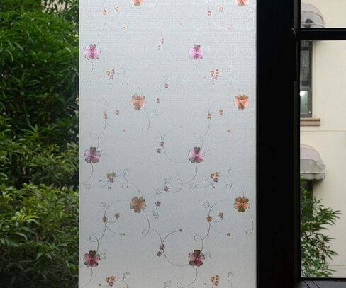 VSUDO 1 Roll 17.7" by 78.7" Static Cling Window Film for Privacy, Plum Blossom Pattern Window Tint for Home, Window Glass Sticker for Office (9.68 Sq. Ft Total) in Saudi Arabia