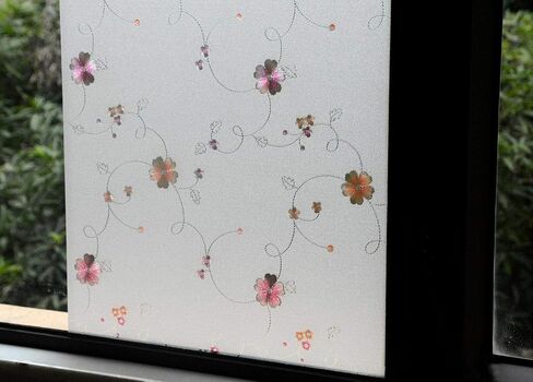 VSUDO 1 Roll 17.7" by 78.7" Static Cling Window Film for Privacy, Plum Blossom Pattern Window Tint for Home, Window Glass Sticker for Office (9.68 Sq. Ft Total) in Saudi Arabia