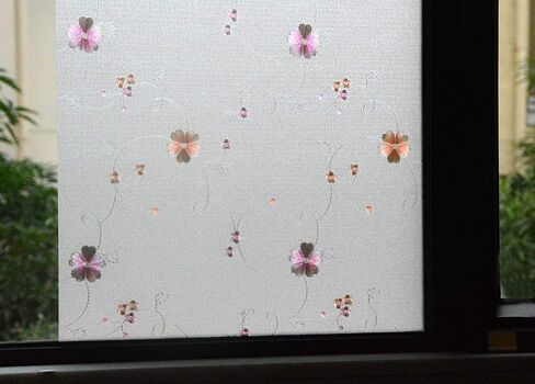 VSUDO 1 Roll 17.7" by 78.7" Static Cling Window Film for Privacy, Plum Blossom Pattern Window Tint for Home, Window Glass Sticker for Office (9.68 Sq. Ft Total) in Saudi Arabia