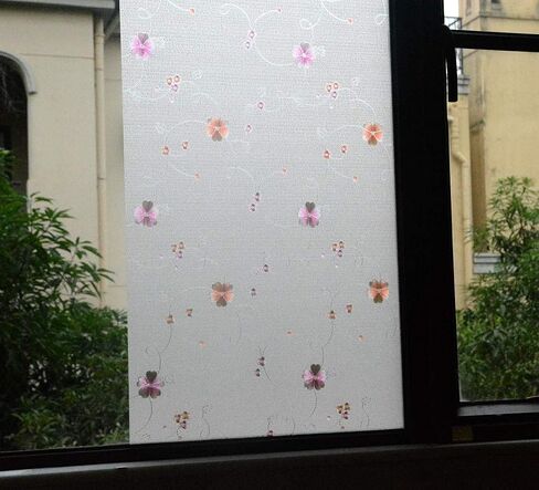 VSUDO 1 Roll 17.7" by 78.7" Static Cling Window Film for Privacy, Plum Blossom Pattern Window Tint for Home, Window Glass Sticker for Office (9.68 Sq. Ft Total) in Saudi Arabia