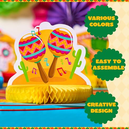 JOYIN 12 PCS Cinco de Mayo Honeycomb Table Centerpieces, Fiesta Honeycomb Table Set, Mexican Flair Decorations for Fiesta Taco Bar Party Decor, Luau Event Photo Props, Taco Tuesday Event in Saudi Arabia