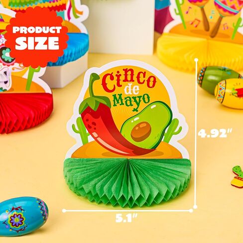 JOYIN 12 PCS Cinco de Mayo Honeycomb Table Centerpieces, Fiesta Honeycomb Table Set, Mexican Flair Decorations for Fiesta Taco Bar Party Decor, Luau Event Photo Props, Taco Tuesday Event in Saudi Arabia