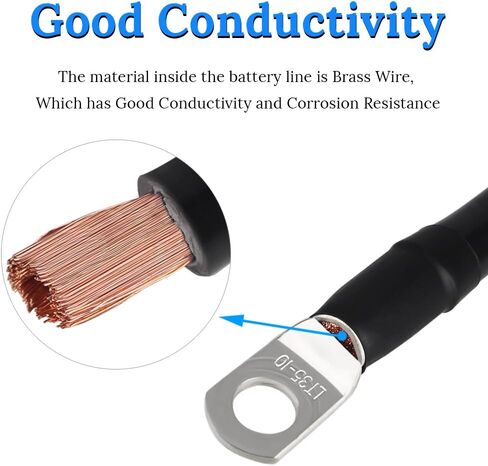 WATERWICH Negative Battery Cable Wire 2 AWG 2-Gauge 20 Inches with 2 hot melt adhesives Pure Copper Perfect Connection for Ship Boat Small Yacht RV Camper Truck Car Vehicle(Negative Battery Cable) in Saudi Arabia