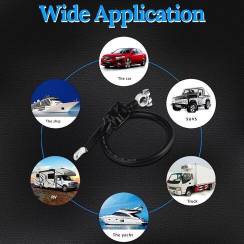 WATERWICH Negative Battery Cable Wire 2 AWG 2-Gauge 20 Inches with 2 hot melt adhesives Pure Copper Perfect Connection for Ship Boat Small Yacht RV Camper Truck Car Vehicle(Negative Battery Cable) in Saudi Arabia