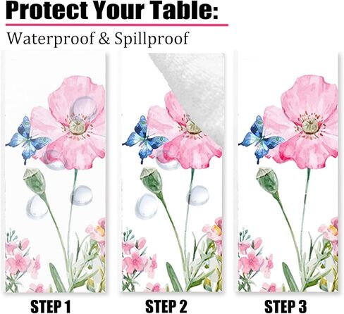 Easter Tablecloth Disposable Thick Spring Flowers Table Cover Plastic Rectangular Bunny Tablecloths for Easter Spring Party Supplies Wedding Anniversary Birthday Decor (3 Pack) in Kuwait