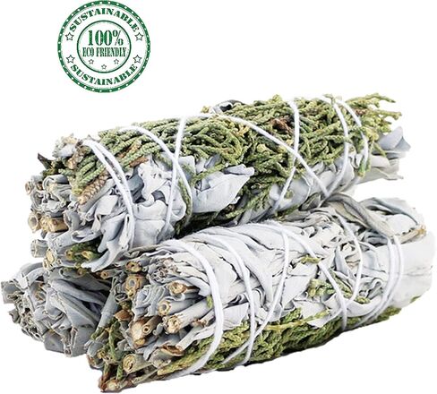مجموعة من 3 أعواد تلطيخ من وايت سيج للتنظيف والتأمل واليوجا والتلطيخ | الأرز وإكليل الجبل والأوكالبتوس والعرعر (الأبيض والعرعر) in Kuwait