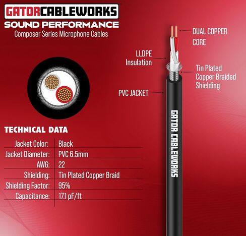Cableworks بواسطة Gator Cases Composer Series Deluxe 6 Foot XLR كابل ميكروفون؛ (GCWC-XLR-06) in Saudi Arabia