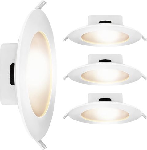 مصابيح LED كهربائية مقاس 6 بوصات من Feit Electric قابلة للتعديل مع صندوق J مدمج، ما يعادل 65 وات، قابلة للتعتيم، 5CCT أبيض قابل للاختيار، 90 CRI، 850 لومن، 4 عبوات، LEDR6XT/ADJ/6WYCA/4 in Kuwait