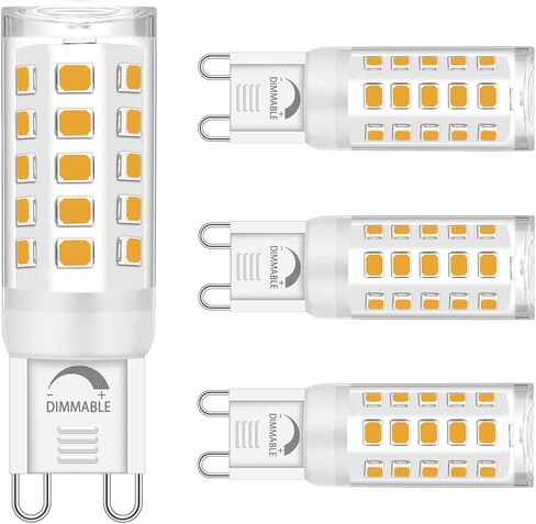 لمبة G9 LED قابلة للتعتيم، بدون وميض 2700K أبيض دافئ ناعم T4 صغير G9 LED قاعدة ثنائية الدبوس، 4 وات (40 وات لمبات استبدال الهالوجين)، زاوية شعاع 360 درجة، مصابيح إضاءة ثريا للإضاءة المنزلية، 4 عبوات in Kuwait