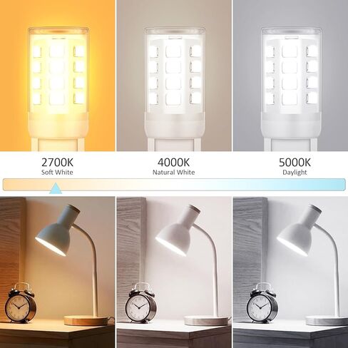 لمبة G9 LED قابلة للتعتيم، بدون وميض 2700K أبيض دافئ ناعم T4 صغير G9 LED قاعدة ثنائية الدبوس، 4 وات (40 وات لمبات استبدال الهالوجين)، زاوية شعاع 360 درجة، مصابيح إضاءة ثريا للإضاءة المنزلية، 4 عبوات in Kuwait