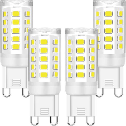 G9 LED Bulb Dimmable, No Flicker 2700K Soft Warm White T4 Small G9 LED Bi Pin Base, 4W (40W Halogen Replacement Bulbs), 360° Beam Angle, Chandelier Light Bulbs for Home Lighting, 4 Pack in Saudi Arabia