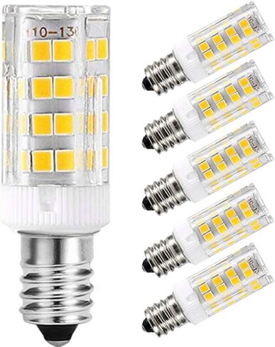 E14 5W LED لمبة الإضاءة، 5 عبوات، أبيض دافئ 3000K، 40W مكافئ لمبة متوهجة، 400LM 52 LED 2835-SMD ضوء، عكس الضوء، AC 110V AC 120V AC 130V in Kuwait