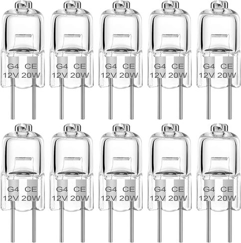 G4 Halogen Light Bulbs 20W 12V Clear Capsule 2 Pin Lamp Bulb Halogen Pin Base Warm White 2700K Dimmable, Bi-Pin G4 Base for Cooker Hood, Crystal Chandeliers, Bathroom, 10 Pack in Saudi Arabia