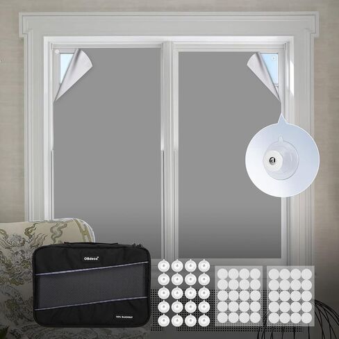 ستائر تعتيم محمولة مقاس 118 بوصة × 57 بوصة، ستائر تعتيم للسفر، 20 كوب شفط و20 عروة خطاف وحلقة سهلة اللصق، تناسب أي حجم وشكل، ظلال تعتيم مؤقتة بنسبة 100% للنوافذ in Kuwait