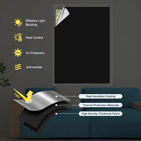 ستائر تعتيم محمولة مقاس 118 بوصة × 57 بوصة، ستائر تعتيم للسفر، 20 كوب شفط و20 عروة خطاف وحلقة سهلة اللصق، تناسب أي حجم وشكل، ظلال تعتيم مؤقتة بنسبة 100% للنوافذ in Kuwait