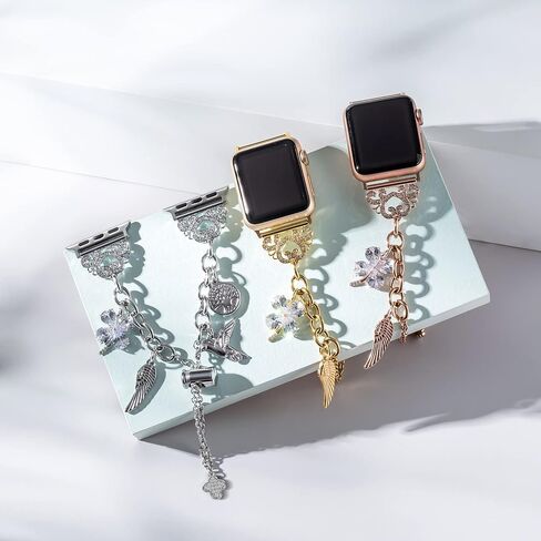 Bling Bracelet Band for Women Compatible with Charm Apple Watch Bands 38mm 40mm 42mm 44mm,Adjustable Stainless Steel Smartwatch Band with Bling Diamond Protective Cover for iwatch Series SE Series 7 6 5 4 3 2 1 in Saudi Arabia