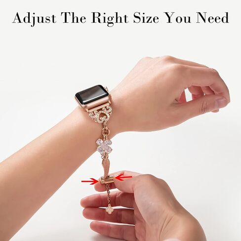 Bling Bracelet Band for Women Compatible with Charm Apple Watch Bands 38mm 40mm 42mm 44mm,Adjustable Stainless Steel Smartwatch Band with Bling Diamond Protective Cover for iwatch Series SE Series 7 6 5 4 3 2 1 in Saudi Arabia