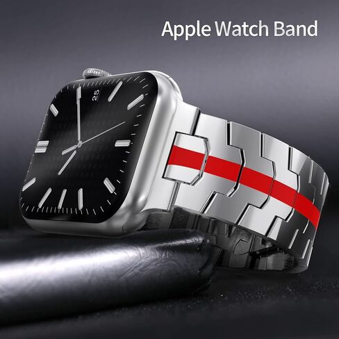 Compatible with Apple Watch Series 8 7 6 5 4 3 2 1 SE Stainless Steel Band Ultra 49mm 45mm 44mm 42mm 42mm 41mm 40mm 38mm Metal Bands, Men's Business Strap in Saudi Arabia