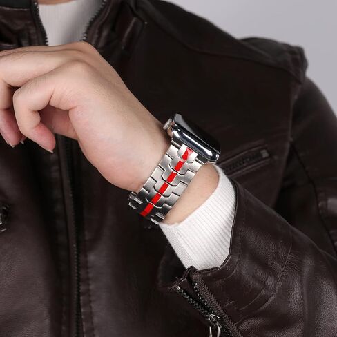 Compatible with Apple Watch Series 8 7 6 5 4 3 2 1 SE Stainless Steel Band Ultra 49mm 45mm 44mm 42mm 42mm 41mm 40mm 38mm Metal Bands, Men's Business Strap in Saudi Arabia