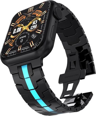 Compatible with Apple Watch Series 8 7 6 5 4 3 2 1 SE Stainless Steel Band Ultra 49mm 45mm 44mm 42mm 42mm 41mm 40mm 38mm Metal Bands, Men's Business Strap in Saudi Arabia
