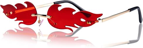 Spooktacular Creations Halloween Flame Glasses, Rimless Goth Glasses, Colorful Fire Shaped Sunglasses for Kids Women Men in Saudi Arabia