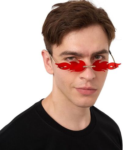 Spooktacular Creations Halloween Flame Glasses, Rimless Goth Glasses, Colorful Fire Shaped Sunglasses for Kids Women Men in Saudi Arabia