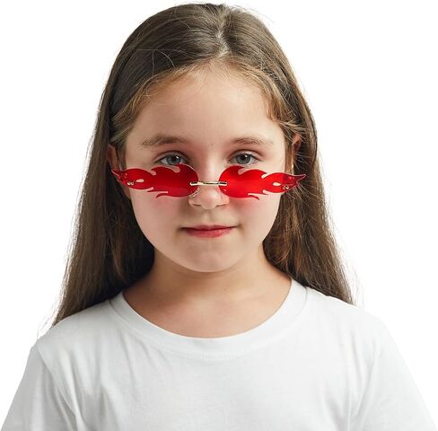 Spooktacular Creations Halloween Flame Glasses, Rimless Goth Glasses, Colorful Fire Shaped Sunglasses for Kids Women Men in Saudi Arabia
