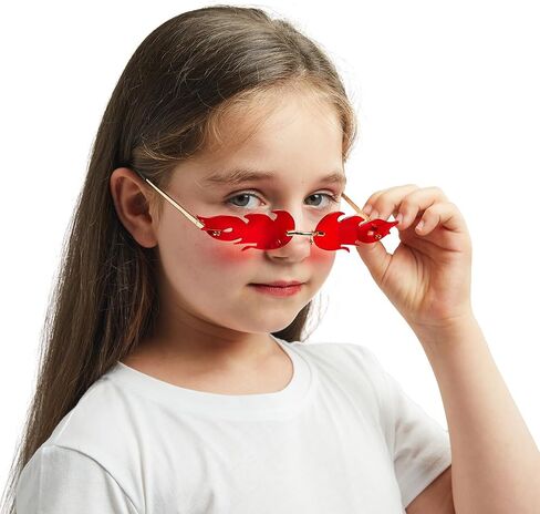 Spooktacular Creations Halloween Flame Glasses, Rimless Goth Glasses, Colorful Fire Shaped Sunglasses for Kids Women Men in Saudi Arabia