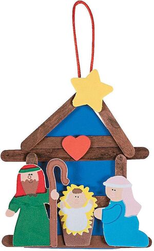 Fun Express Nativity Craft Stick Ornament Craft Kit - Makes 12 - Christmas Crafts for Kids in Saudi Arabia