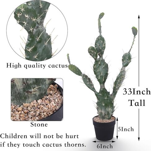 نبات صبار اصطناعي بوعاء 51 بوصة صبار صحراوي صناعي نبات صبار كبير مزيف مع زارع أسود للمنزل والحديقة والمكتب والديكور الداخلي والخارجي in Kuwait
