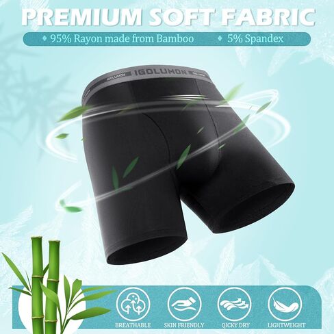 IGOLUMON Mens Boxer Briefs, 6 Pack Mens Underwear Soft Bamboo Rayon Boxers for Men Breathable Underwear Trunks with Fly in Saudi Arabia