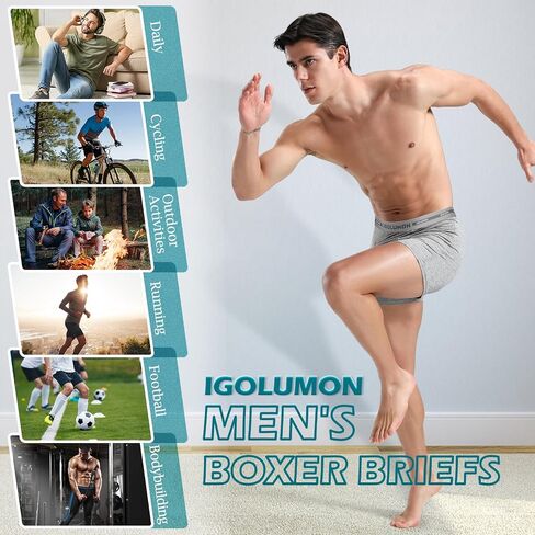IGOLUMON Mens Boxer Briefs, 6 Pack Mens Underwear Soft Bamboo Rayon Boxers for Men Breathable Underwear Trunks with Fly in Saudi Arabia