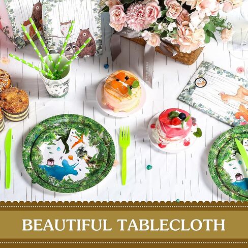 3 Pcs Floral Woodland Tablecloth for Girl Woodland Animals Baby Shower Decorations Forest Animals Table Covers for Baby Shower Table Cloth in Saudi Arabia