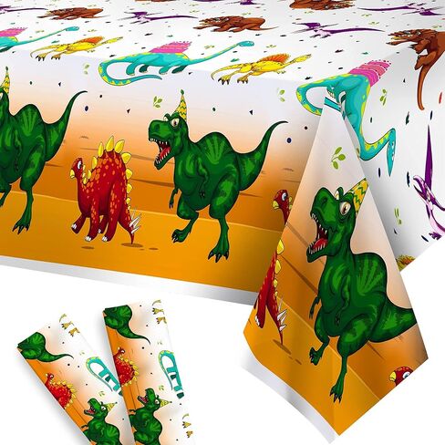 KatchOn, XtraLarge Dinosaur Table Cover for Birthday - 108x54 Inch, Pack of 2 | Dinosaur Table Cloths for Birthday Party | Dino Tablecloth | Dinosaur Party Tablecloth for Dinosaur Party Decorations in Saudi Arabia