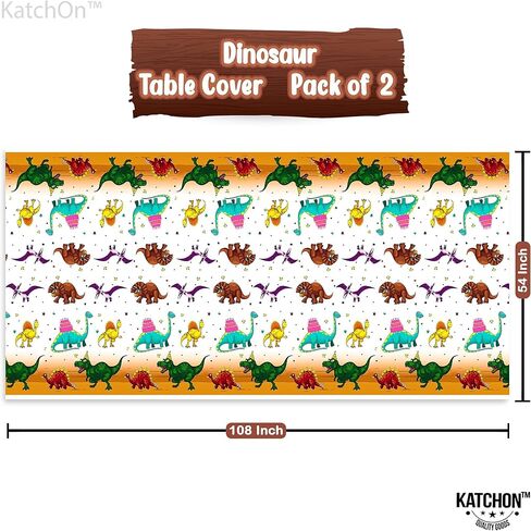 KatchOn, XtraLarge Dinosaur Table Cover for Birthday - 108x54 Inch, Pack of 2 | Dinosaur Table Cloths for Birthday Party | Dino Tablecloth | Dinosaur Party Tablecloth for Dinosaur Party Decorations in Saudi Arabia