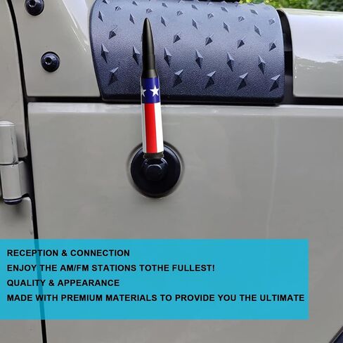 Bullet Car Antenna Replacement for Jeep Wrangler JK & JL (2007-2023) & Jeep Gladiator 2020-2023 Accessories Truck Anti Theft Short Antenna (American Flag) in Saudi Arabia