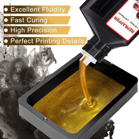RepRapper 3D Printer Resin, 405nm Fast UV-Curing Color Change 1kg Standard Resin Pack, Photopolymer 3D Printing Resin with Metallic Shine for LCD Printer, Blue/Brass/Silver 3 * 1000g in Saudi Arabia