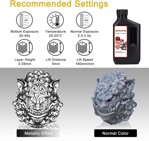 RepRapper 3D Printer Resin, 405nm Fast UV-Curing Color Change 1kg Standard Resin Pack, Photopolymer 3D Printing Resin with Metallic Shine for LCD Printer, Blue/Brass/Silver 3 * 1000g in Saudi Arabia