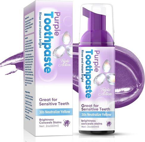 Purple Toothpaste for Teeth Whitening, Teeth Whitening Toothpaste, Teeth Whitener for Sensitive Teeth, Stain Removal and Fights Bad Breath in Saudi Arabia
