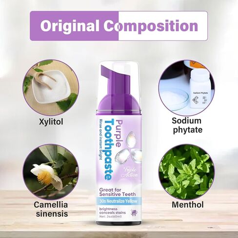 Purple Toothpaste for Teeth Whitening, Teeth Whitening Toothpaste, Teeth Whitener for Sensitive Teeth, Stain Removal and Fights Bad Breath in Saudi Arabia