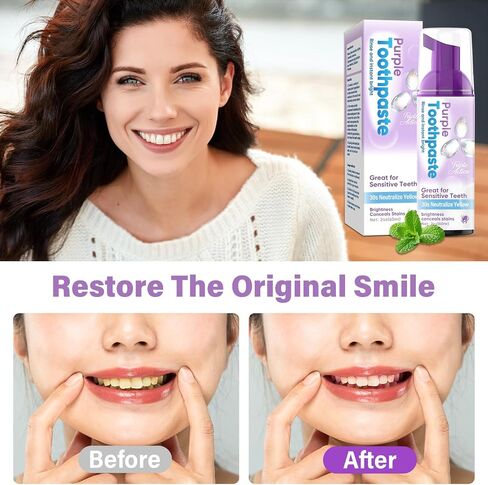 Purple Toothpaste for Teeth Whitening, Teeth Whitening Toothpaste, Teeth Whitener for Sensitive Teeth, Stain Removal and Fights Bad Breath in Saudi Arabia