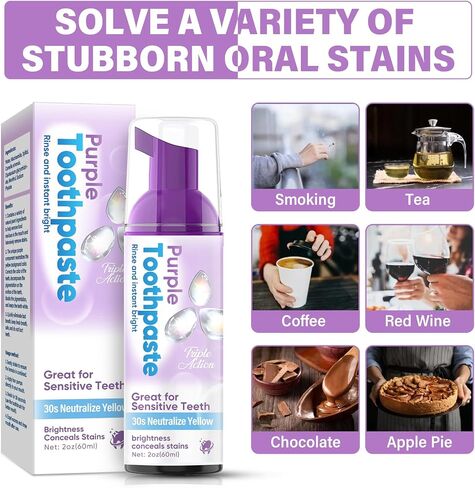 Purple Toothpaste for Teeth Whitening, Teeth Whitening Toothpaste, Teeth Whitener for Sensitive Teeth, Stain Removal and Fights Bad Breath in Saudi Arabia