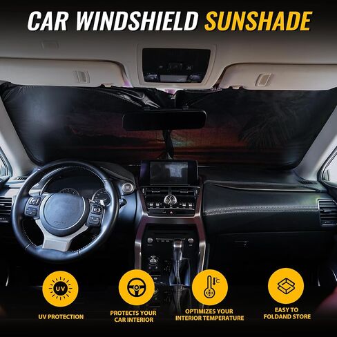 Car Windshield Sun Shade - Reflector Sunshade Offers Ultimate Protection for Car Interior, Cool Reflective Sun Blocker Fits Small Sedans, Mini SUVs in Saudi Arabia