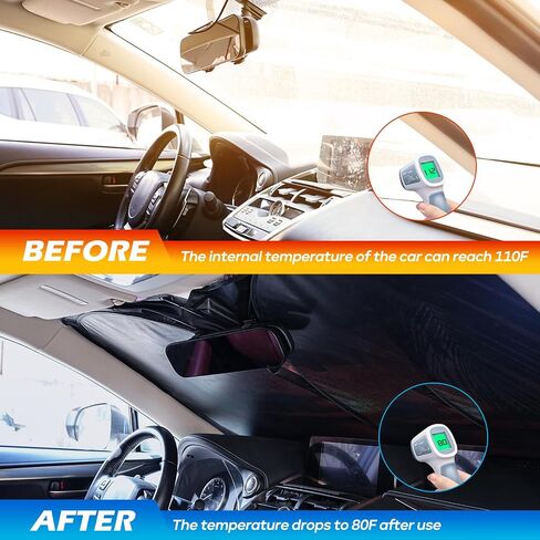 Car Windshield Sun Shade - Reflector Sunshade Offers Ultimate Protection for Car Interior, Cool Reflective Sun Blocker Fits Small Sedans, Mini SUVs in Saudi Arabia