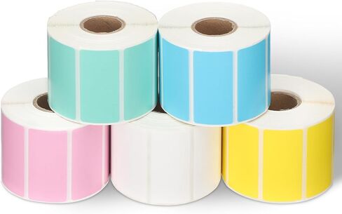 5 Rolls Direct Thermal 2 x 1 Thermal Sticker Labels 5 Colors Barcode Label Printer Stickers Multi-Purpose Thermal Printer Stickers Rectangular Self Adhesive Stickers,1000 Per Roll in Saudi Arabia