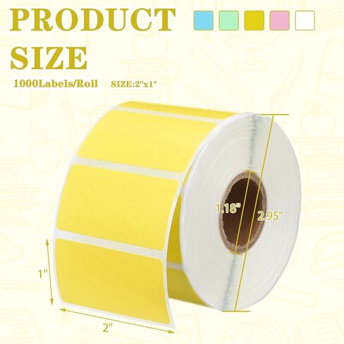 5 Rolls Direct Thermal 2 x 1 Thermal Sticker Labels 5 Colors Barcode Label Printer Stickers Multi-Purpose Thermal Printer Stickers Rectangular Self Adhesive Stickers,1000 Per Roll in Saudi Arabia