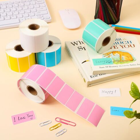 5 Rolls Direct Thermal 2 x 1 Thermal Sticker Labels 5 Colors Barcode Label Printer Stickers Multi-Purpose Thermal Printer Stickers Rectangular Self Adhesive Stickers,1000 Per Roll in Saudi Arabia