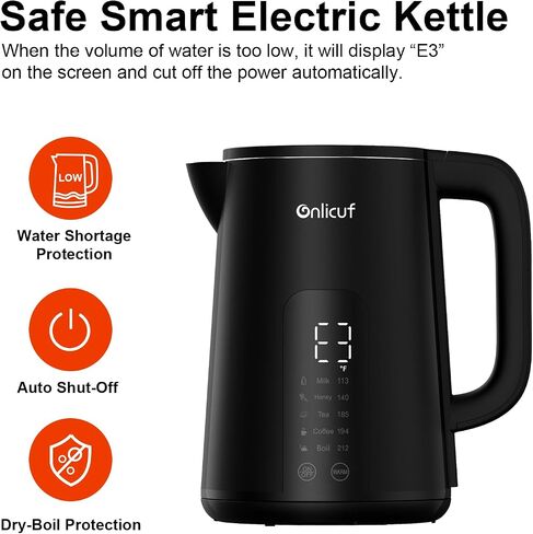 Temperature Control Electric Kettle, Long-term Keep Warm 304 SS Interior 1.7 L Electric Tea Kettle & Hot Water Boiler with Real Time Display,Auto-Off & Boil-Dry Protection, BPA Free in Saudi Arabia